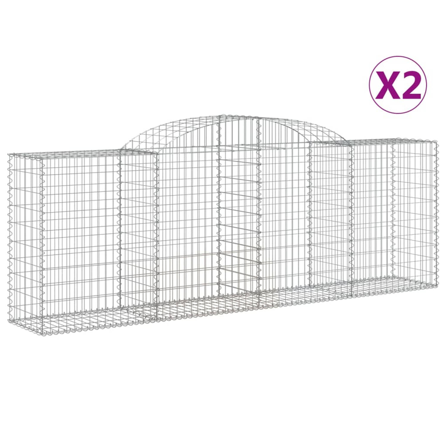 The Living Store Schanskorf - Gabion Muur - 300 x 50 x 100/120 cm - Gegalvaniseerd ijzer