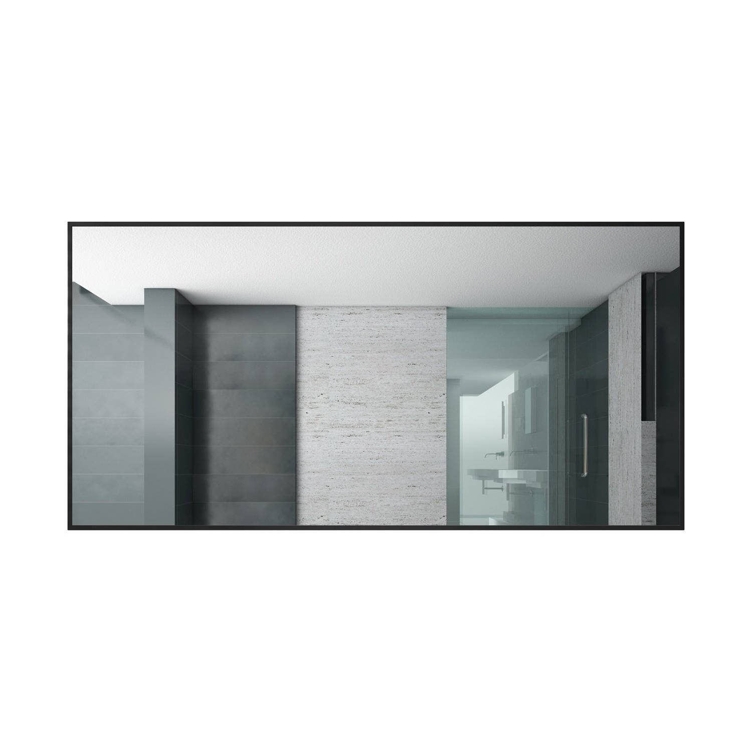 Badplaats Spiegel Concave 140 x 60 cm zwart