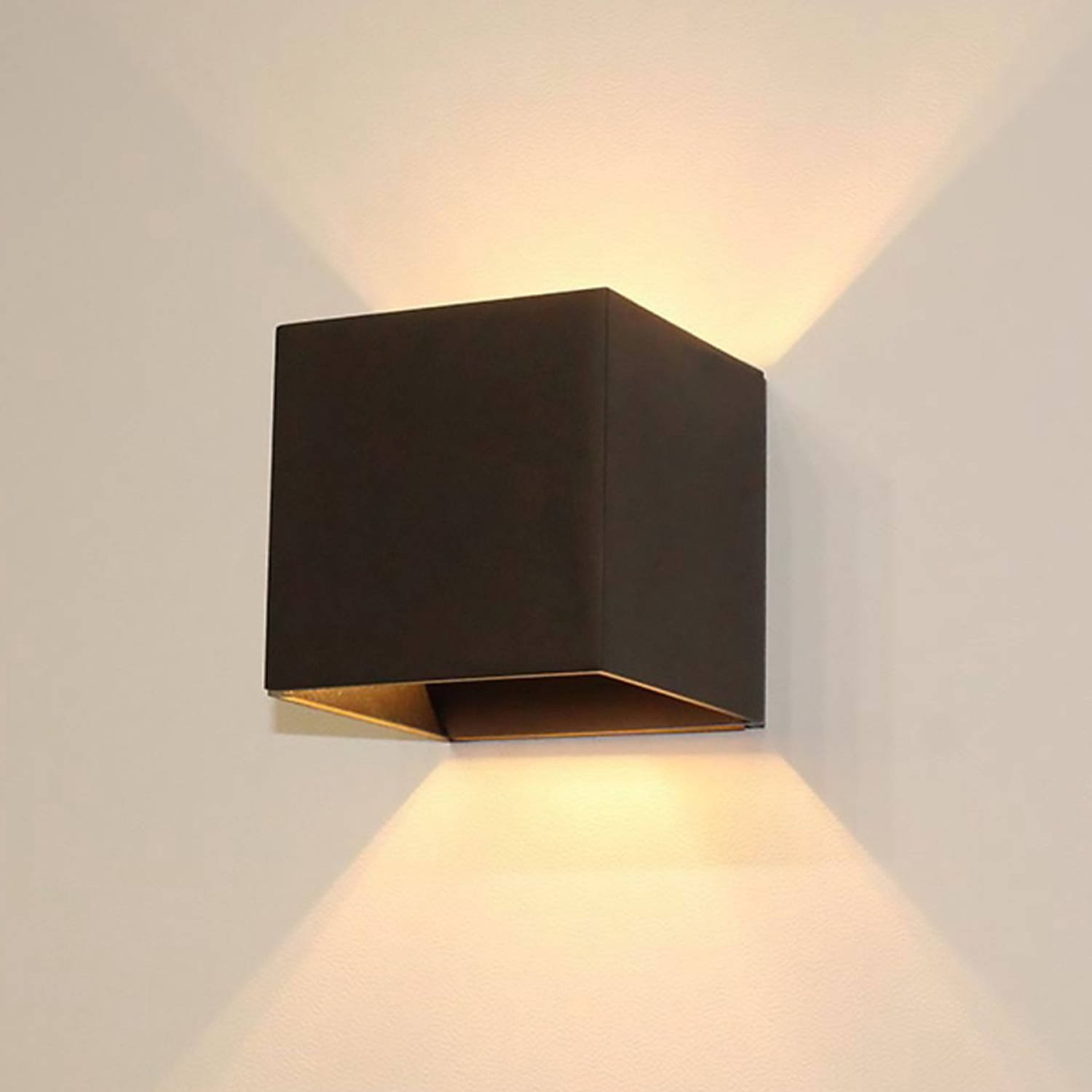 Goliving lamp Wandlamp zwart binnen en buiten Kubuslamp Waterdichte LED-verlichting Energiezuinig Ro