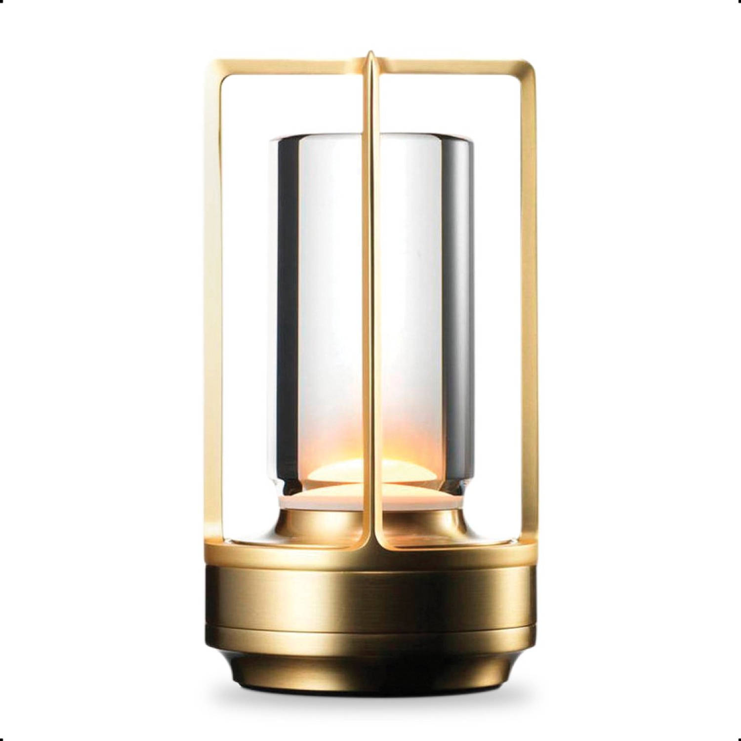 Goliving Tafellamp Op Batterijen - Oplaadbaar - Dimbaar - Moderne Touch Lamp - Nachtlamp Slaapkamer - Draadloos - Goud