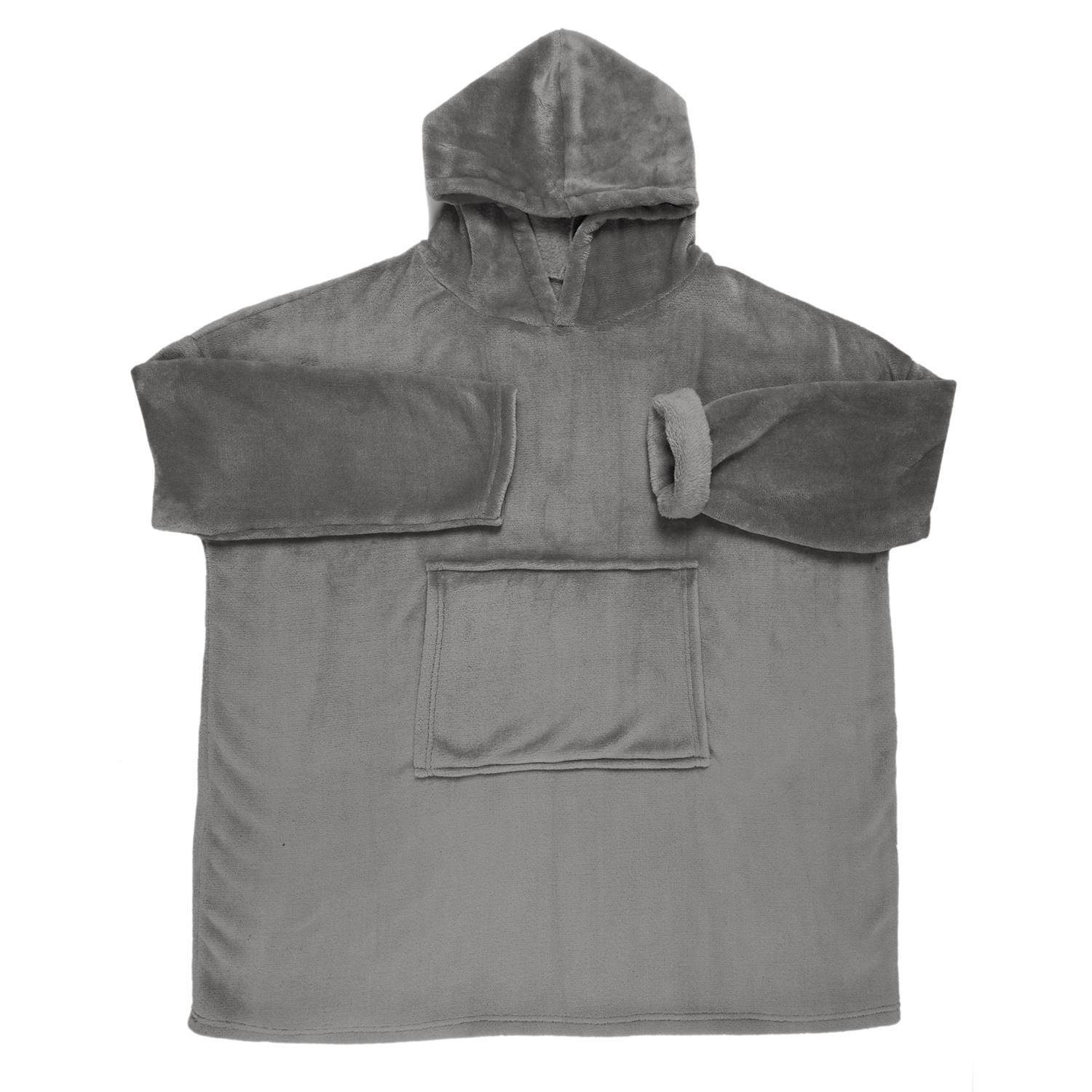 Flanellen fleece Oversized Hoodie plaid Grijs – One Size