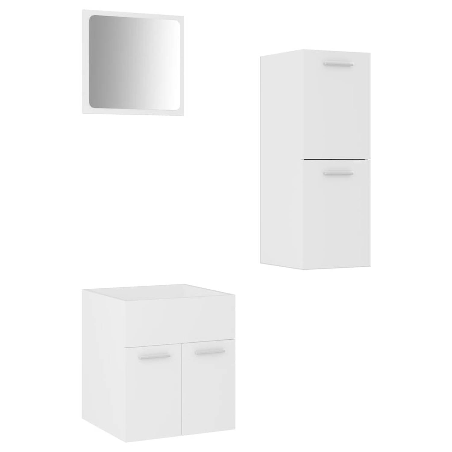 The Living Store Badkamermeubelset - naam - Kasten en Spiegel - Wit - Afmetingen Spiegel- 40 x 1.5 x 37 cm - Wastafelkast- 41 x 38.5 x 46 cm - Lage kast- 30 x 30 x 80 cm - Spaanpla