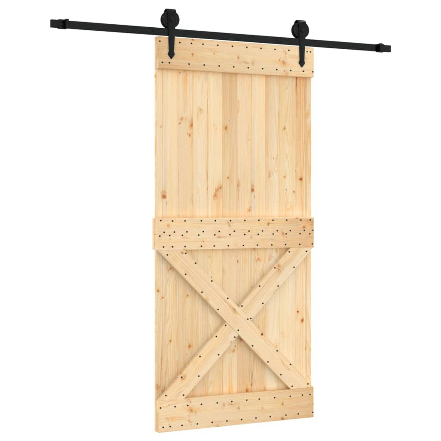 The Living Store Schuifdeur met beslag 95x210 cm massief grenenhout - Deur