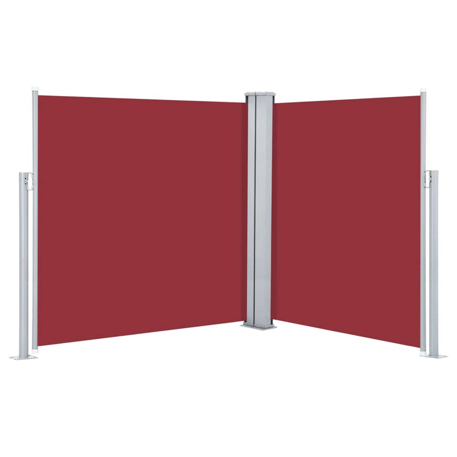 The Living Store zijluifel - Grote - Rood - 160 x (0-600) cm - Uv-bestendig polyester - Automatische terugrol - Inclusief bevestigingsaccessoires - Montage vereist