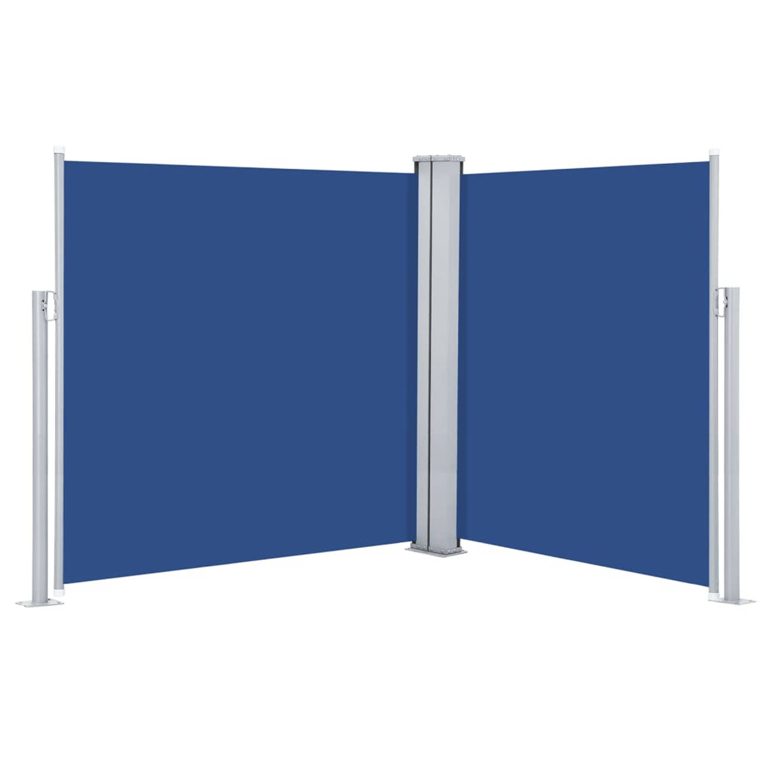 The Living Store Zijluifel Groot - 140 x (0-600) cm - Uv-bestendig Engels Features- Automatisch oprolbaar - Inclusief bevestigingsaccessoires/2 palen - Blauw