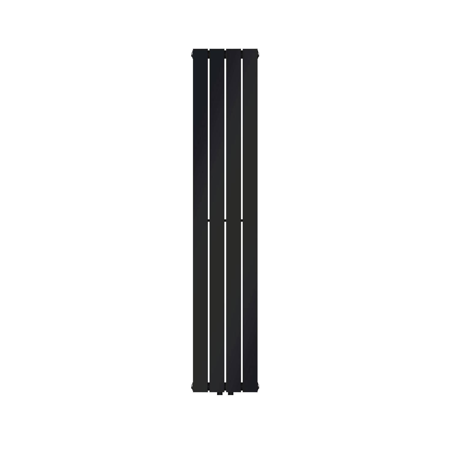LuxeBath paneelradiator enkellaags 1600x300mm zwart mat, design badkamerradiator middenaansluiting badkamer, montageset
