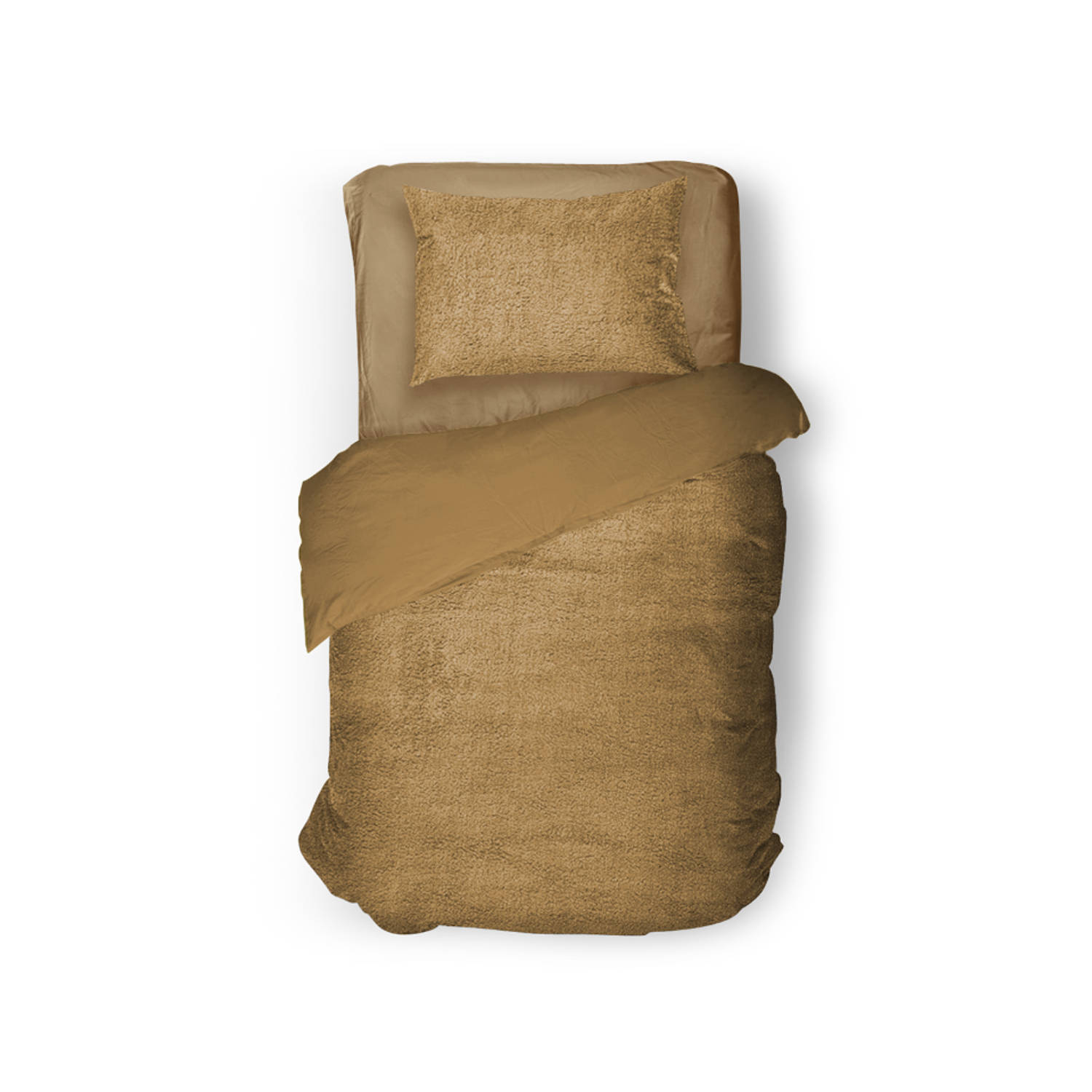 Eleganzzz Teddy Pluche Dekbedovertrek - Taupe - Teddy Dekbedovertrek - Dekbedovertrek 140x200/220cm - Eenpersoons dekbedovertrekken