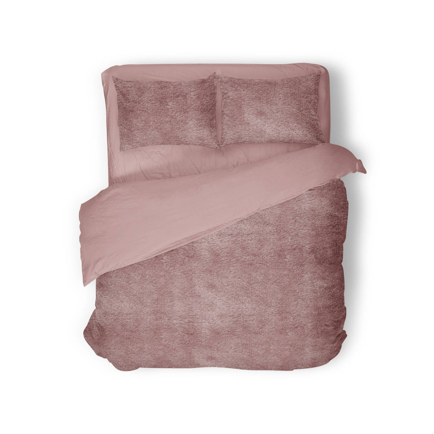 Eleganzzz Dekbedovertrek Flanel Fleece oud roze 200x200-220cm