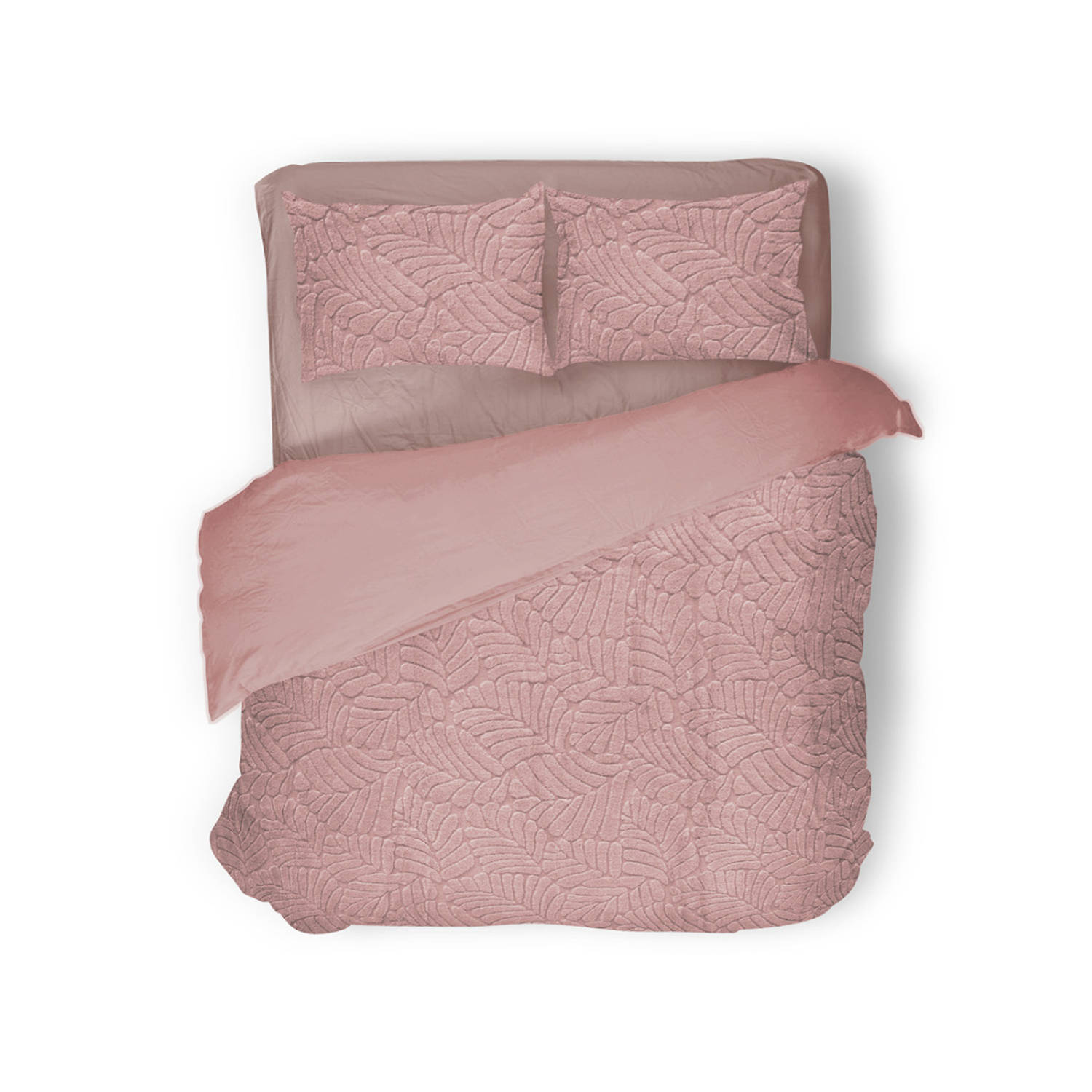 Eleganzzz Dekbedovertrek Jacquard Rabbit Fur - Pink - Dekbedovertrek 240x200/220cm - Lits Jumeaux dekbedovertrekken