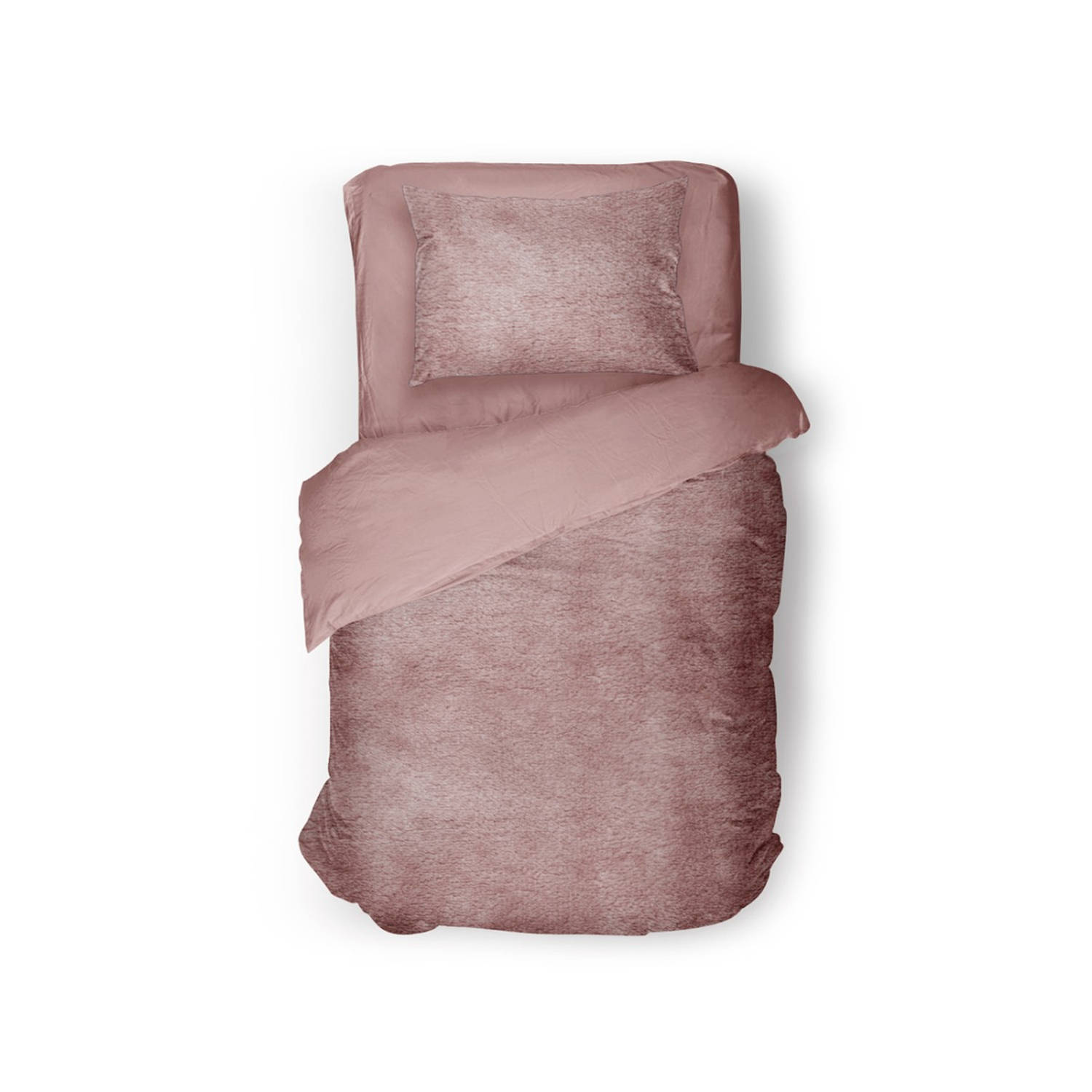 Eleganzzz Dekbedovertrek Flanel Fleece oud roze 140x200-220cm