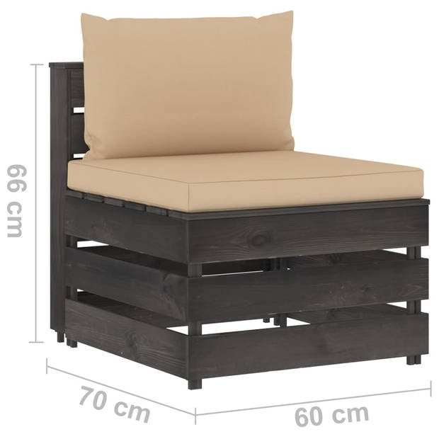 The Living Store Pallet Loungeset - Grenenhout - Beige - 69 x 70 x 66 cm - Duurzaam en modulair