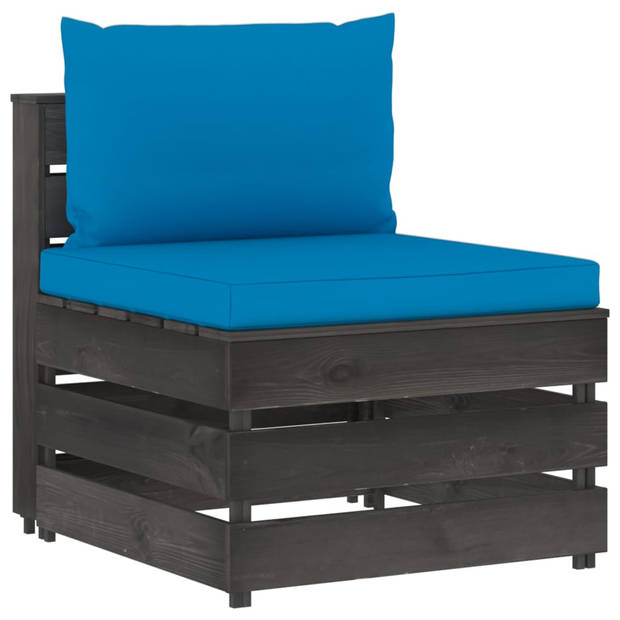 The Living Store Pallet Loungeset - Grenenhout - Hoekbank- 69 x 70 x 66 cm - Middenbank- 60 x 70 x 66 cm - Tafel- 60 x