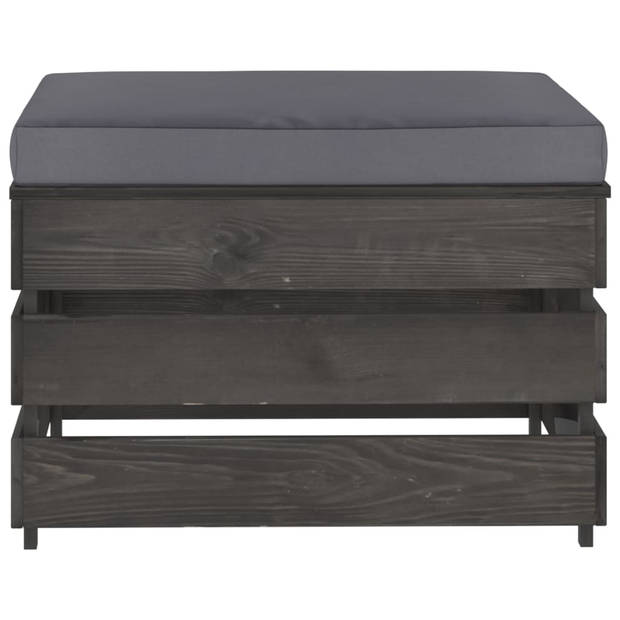 The Living Store Loungeset Pallet Grenenhout - 60x70x66 cm - Antraciet Kussens