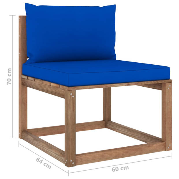 The Living Store Loungeset Pallet - Bruin geïmpregneerd grenenhout - Hoekbank 64x64x70 cm - Middenbank 60x64x70 cm -