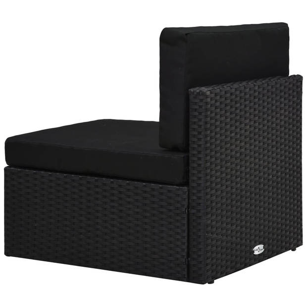 vidaXL 6-delige Loungeset met kussens poly rattan zwart