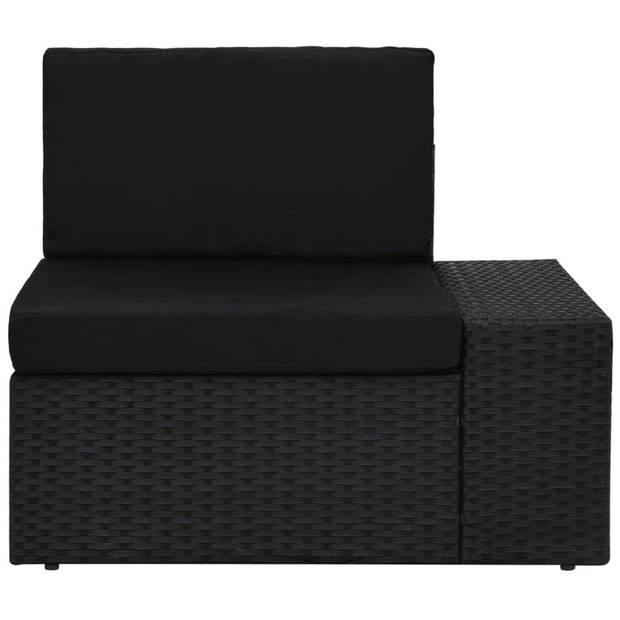 vidaXL 5-delige Loungeset met kussens poly rattan zwart