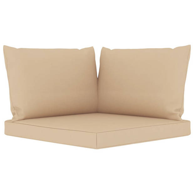 vidaXL 5-delige Loungeset met beige kussens