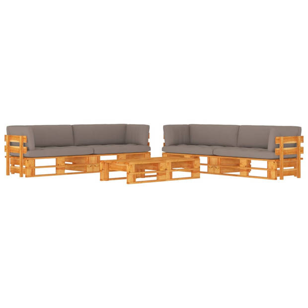 The Living Store Pallet Loungeset - Hout - 110 x 65 x 55 cm - Taupe Kussens