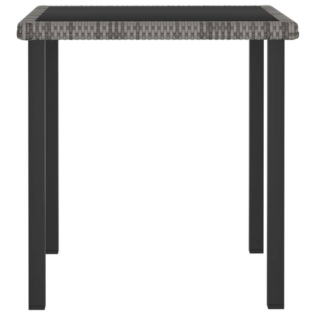The Living Store tuinset Rattan - 70x70x73 cm - grijs - inklapbaar - met 4 stoelen - poly rattan - gepoedercoat staal