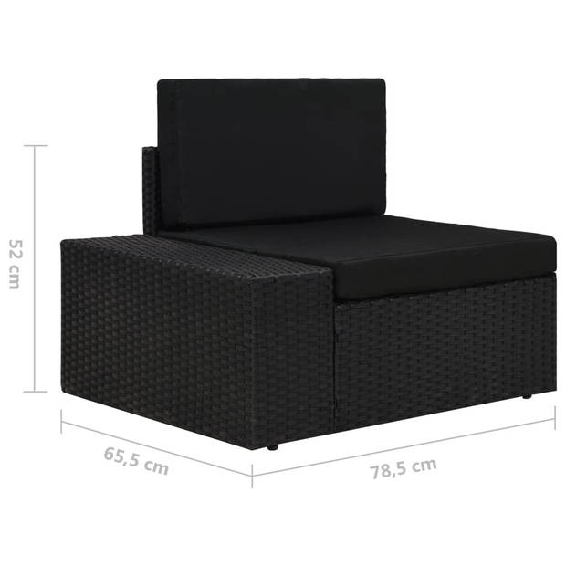 vidaXL 5-delige Loungeset met kussens poly rattan zwart