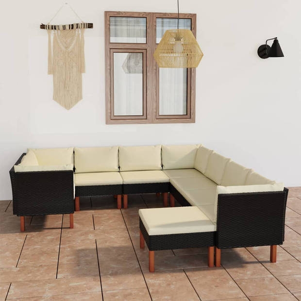 The Living Store Loungeset - Comfort - Tuinmeubelset - 60.5 x 64.5 x 67 cm - Zwart
