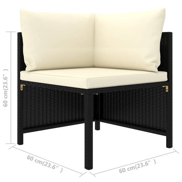 vidaXL 7-delige Loungeset met kussens poly rattan zwart