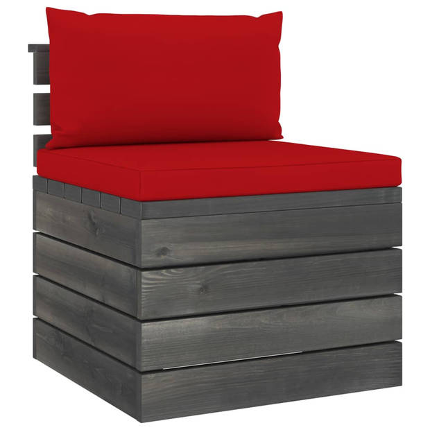 The Living Store Pallet Loungeset - Tuinmeubelset - Grenenhout - 60 x 65 x 71.5 cm - Rood