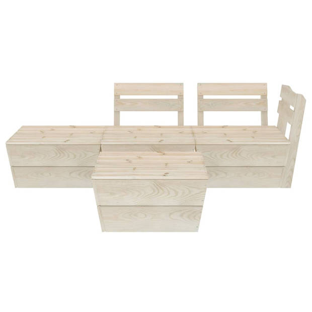 The Living Store Pallet Loungeset - 4-delig - Geïmpregneerd vurenhout - 60x60x65 cm - Rustieke charme