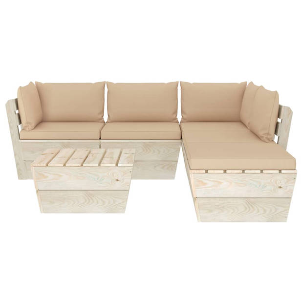 vidaXL 6-delige Loungeset met kussens pallet vurenhout