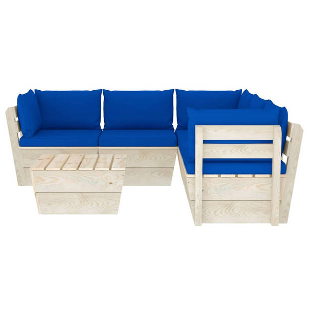 The Living Store Tuinset Pallet - 6-delig - Blauw - 60x60x65 cm