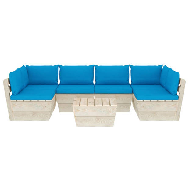 vidaXL 7-delige Loungeset met kussens pallet vurenhout