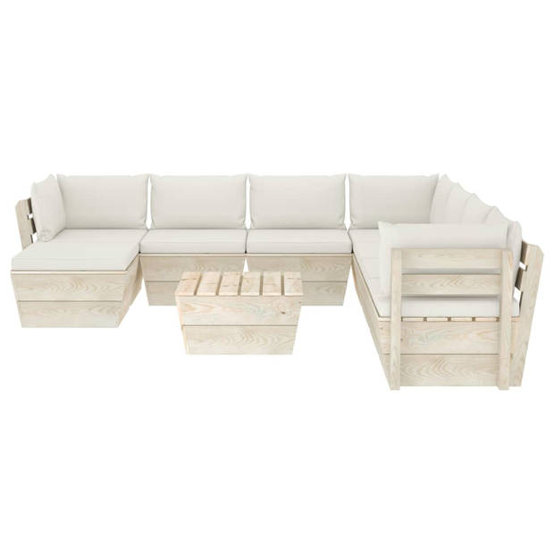 vidaXL 9-delige Loungeset met kussens pallet vurenhout