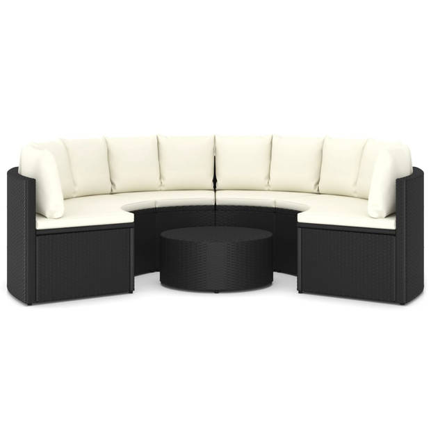 vidaXL 7-delige Loungeset met kussens poly rattan zwart