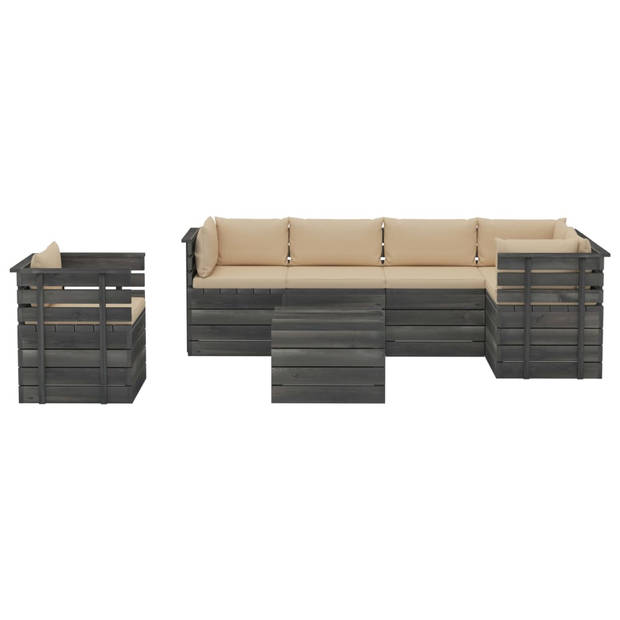 vidaXL 7-delige Loungeset met kussens pallet massief grenenhout