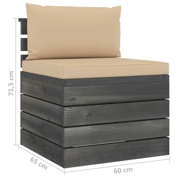 vidaXL 7-delige Loungeset met kussens pallet massief grenenhout