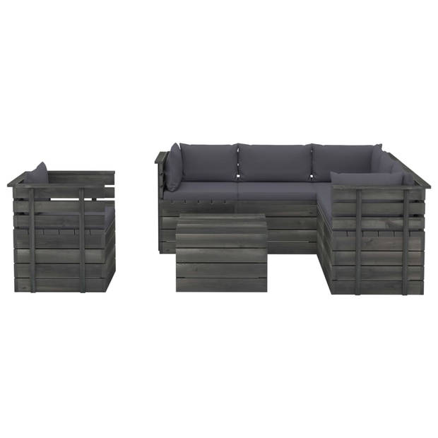 vidaXL 7-delige Loungeset met kussens pallet massief grenenhout