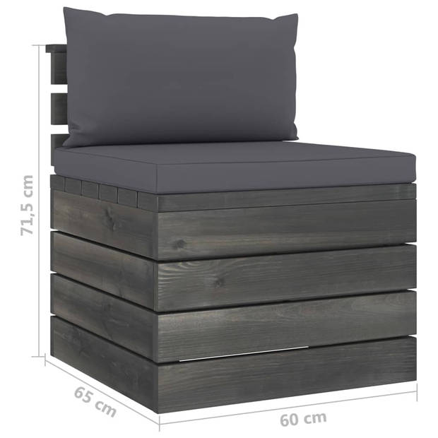 vidaXL 6-delige Loungeset met kussens pallet massief grenenhout