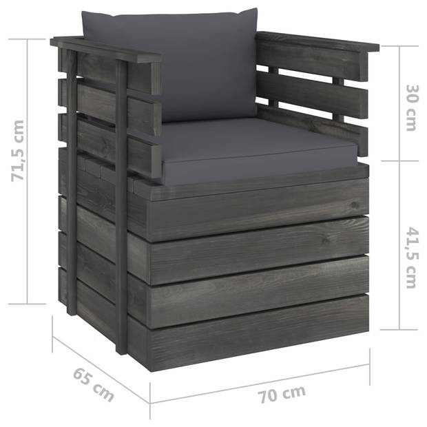 vidaXL 7-delige Loungeset met kussens pallet massief grenenhout