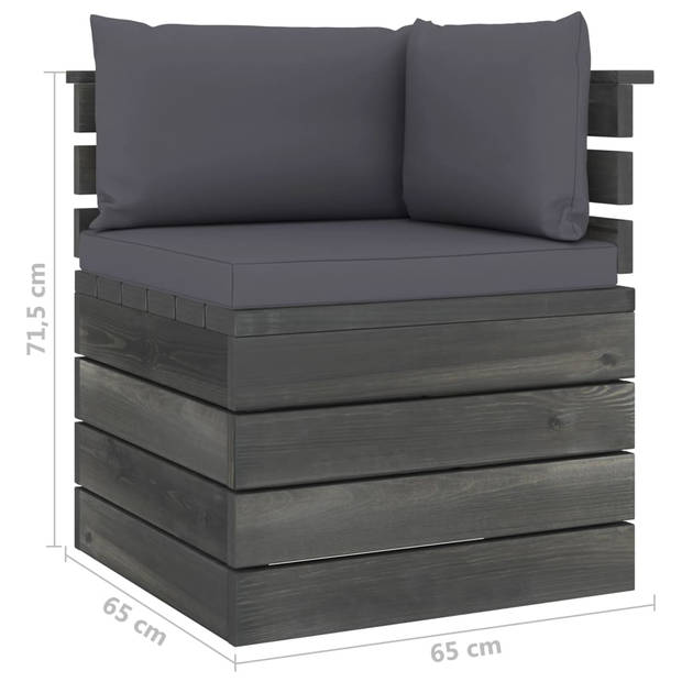 vidaXL 7-delige Loungeset met kussens pallet massief grenenhout