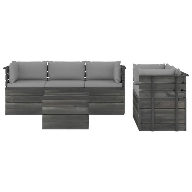 vidaXL 6-delige Loungeset met kussens pallet massief grenenhout