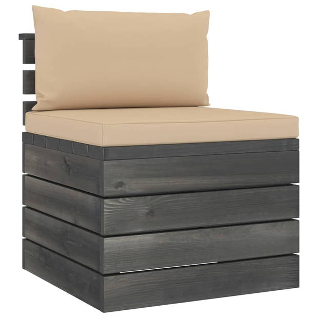 The Living Store Tuinset Pallet - Massief grenen - Beige kussens - Modulair