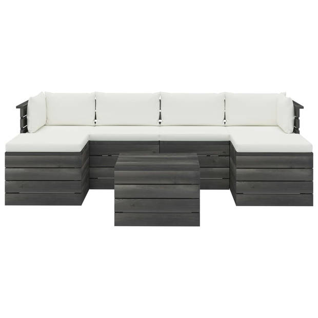 vidaXL 7-delige Loungeset met kussens pallet massief grenenhout