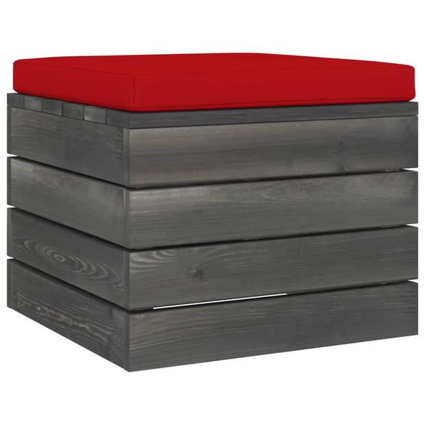 The Living Store Pallet Tuinset - Massief grenenhout - Rood kussen - Modulair