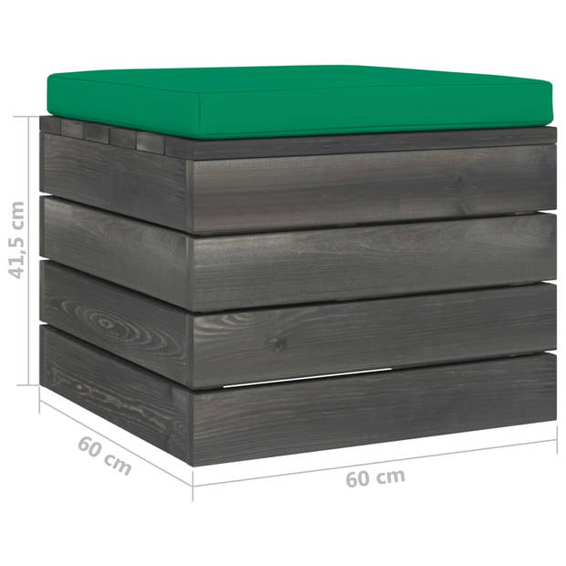 vidaXL Tuinhocker met kussen pallet grenenhout