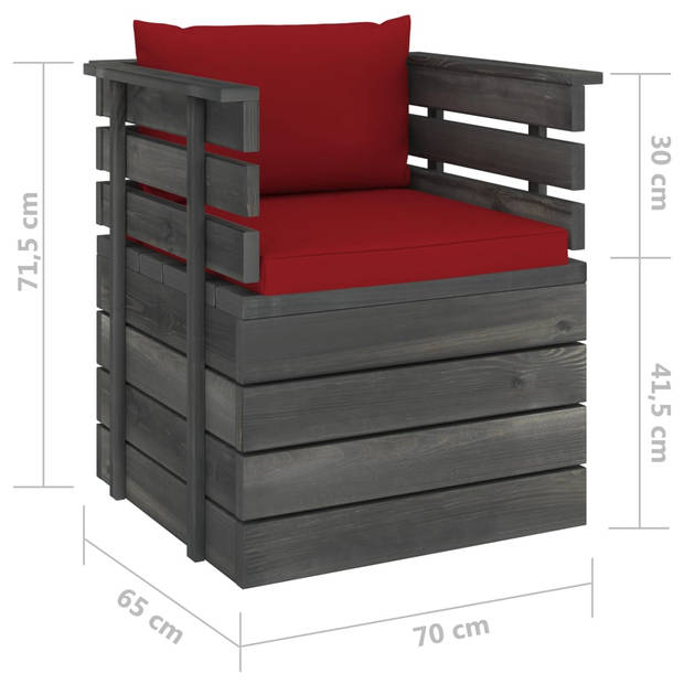 vidaXL 7-delige Loungeset met kussens pallet massief grenenhout