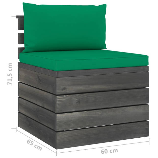 The Living Store Pallet Loungeset - Tuinmeubelset - Grenenhout - Groen - 60x65x71.5cm - Montage vereist