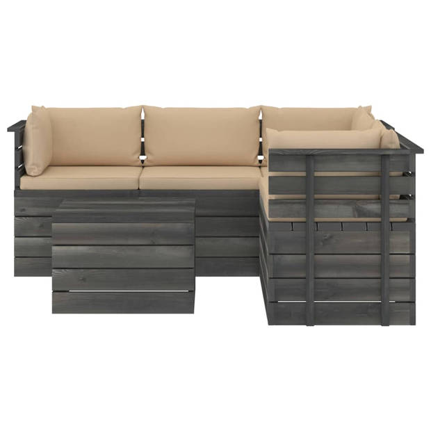 vidaXL 6-delige Loungeset met kussens pallet massief grenenhout