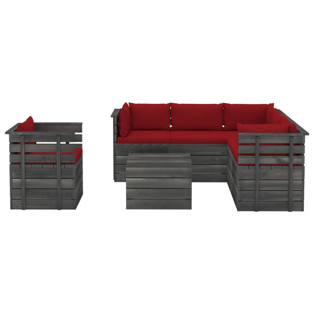 vidaXL 7-delige Loungeset met kussens pallet massief grenenhout