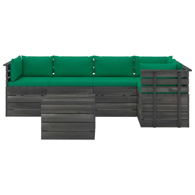 vidaXL 6-delige Loungeset met kussens pallet massief grenenhout