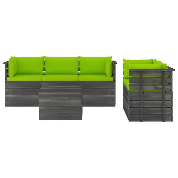 vidaXL 6-delige Loungeset met kussens pallet massief grenenhout